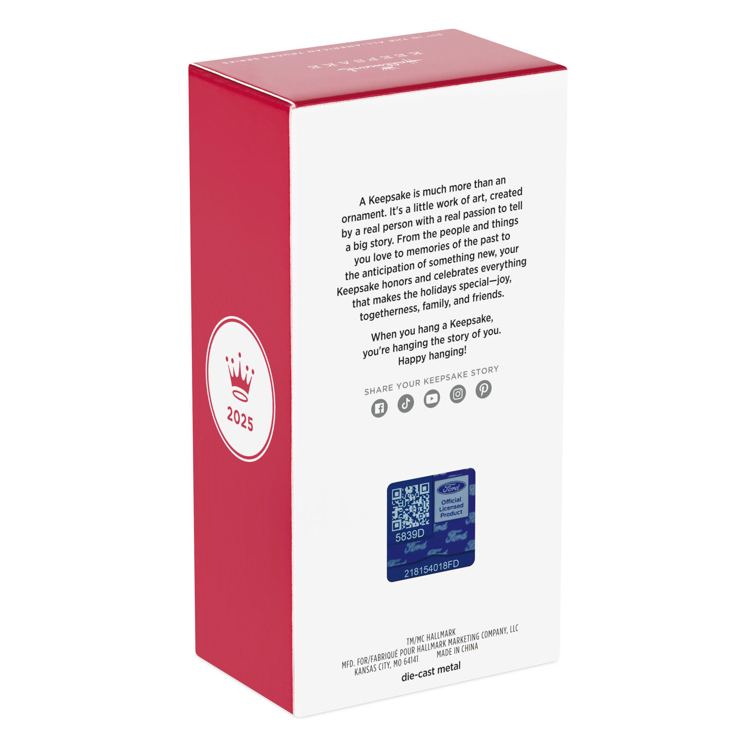 White Ford Pickup Truck With Tree Keepsake Ornament package back image number 8