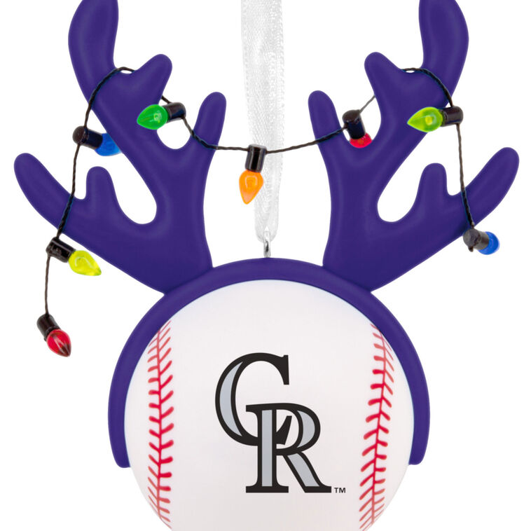 Rockies Reindeer Baseball Christmas Ornament closeup view image number 5