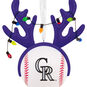 Rockies Reindeer Baseball Christmas Ornament closeup view image number 5
