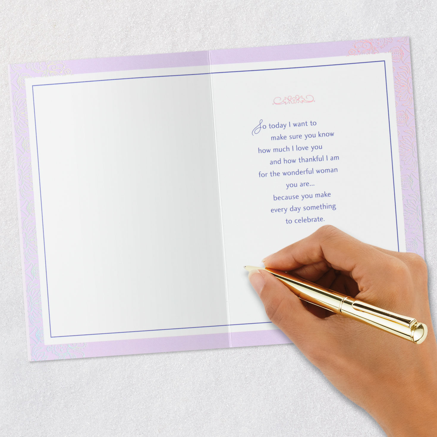 Lavender Flowers Wife Birthday Card signing card image number 6