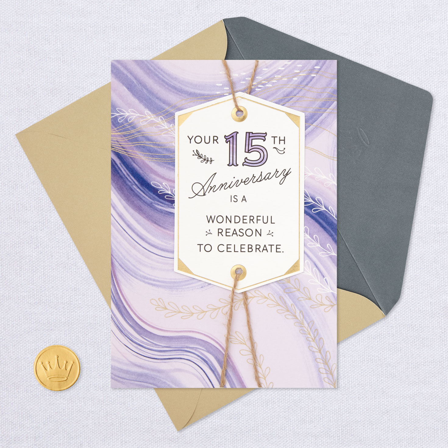 Purple Watercolor 15th Anniversary Card for only USD 4.99 | Hallmark