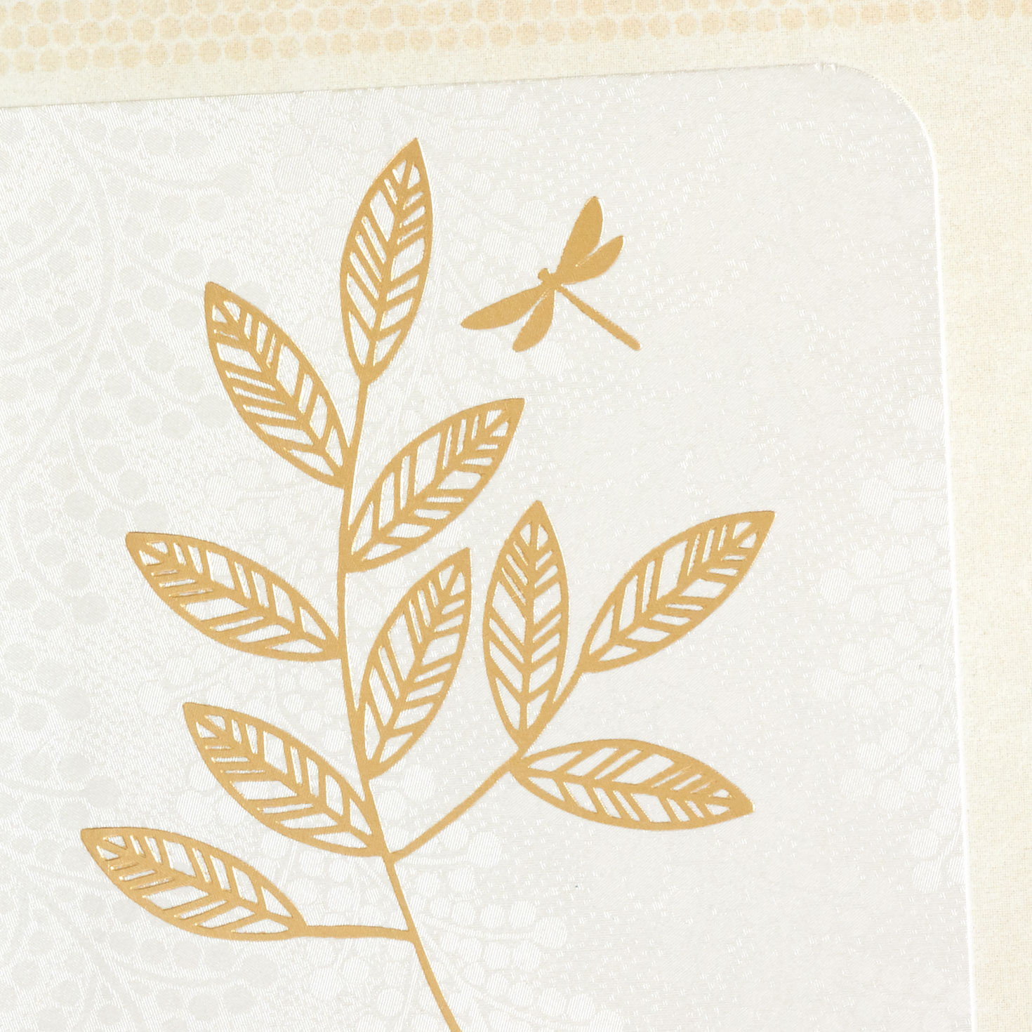 Gold Dragonfly and Leaves Sympathy Card Card Front Detail image number 4