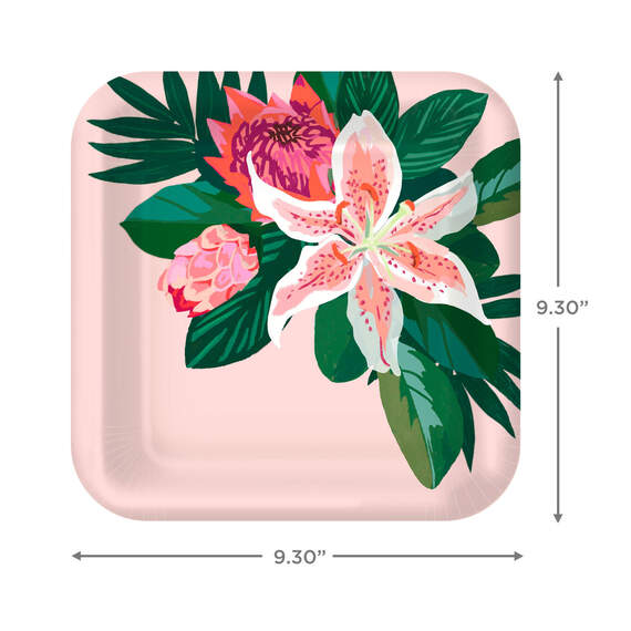 Lily Bouquet on Pink Square Dinner Plates, Set of 8, , large image number 3