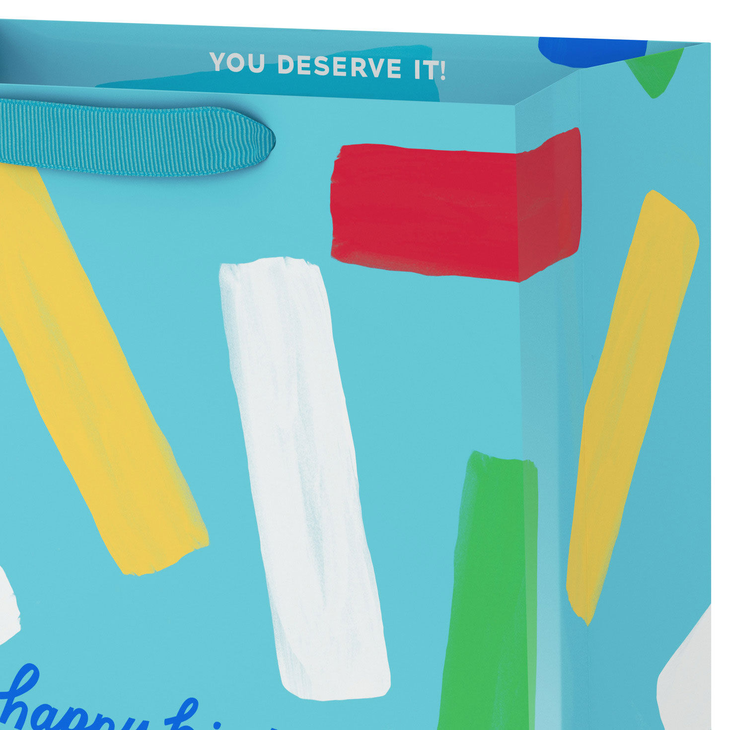 Colorful Painted Stripes Large Birthday Gift Bag Handle Detail image number 4