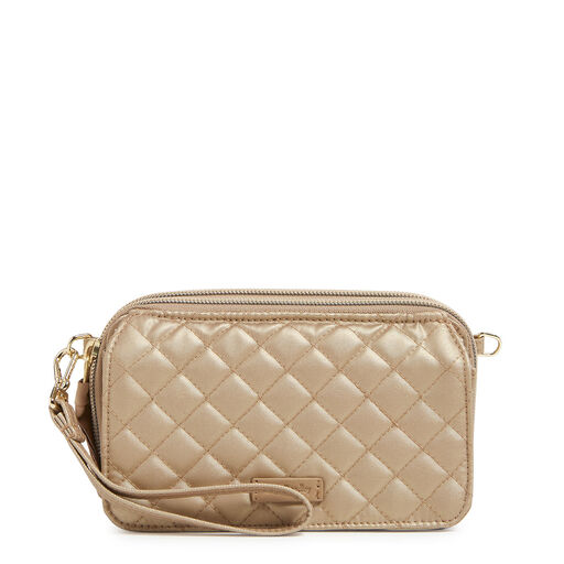 Vera Bradley RFID All-in-One Crossbody in Champagne Gold Pearl, 