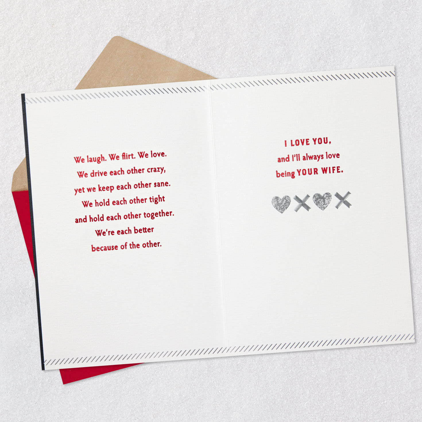 Hearts and Arrows Tic-Tac-Toe Husband Valentine's Card Open card with envelope image number 4