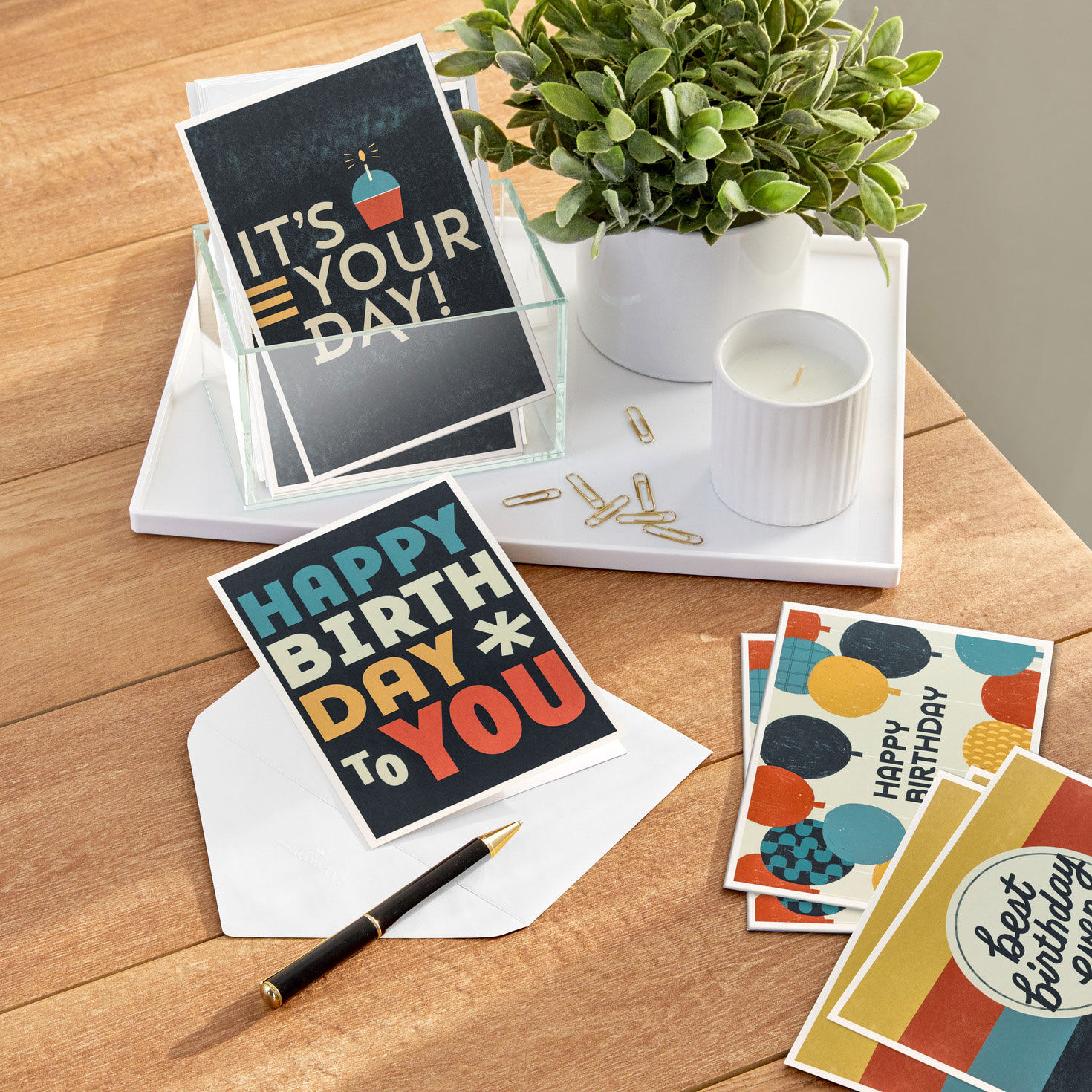 Navy and Charcoal Birthday Cards Assortment Pack In use image number 7