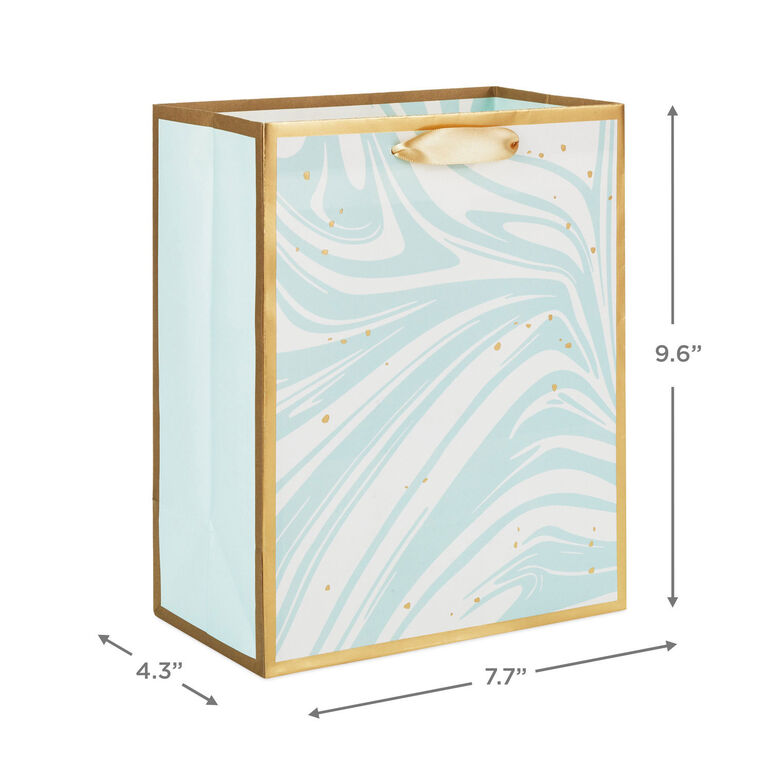 Aqua and White Swirl Medium Gift Bag measurement image number 3