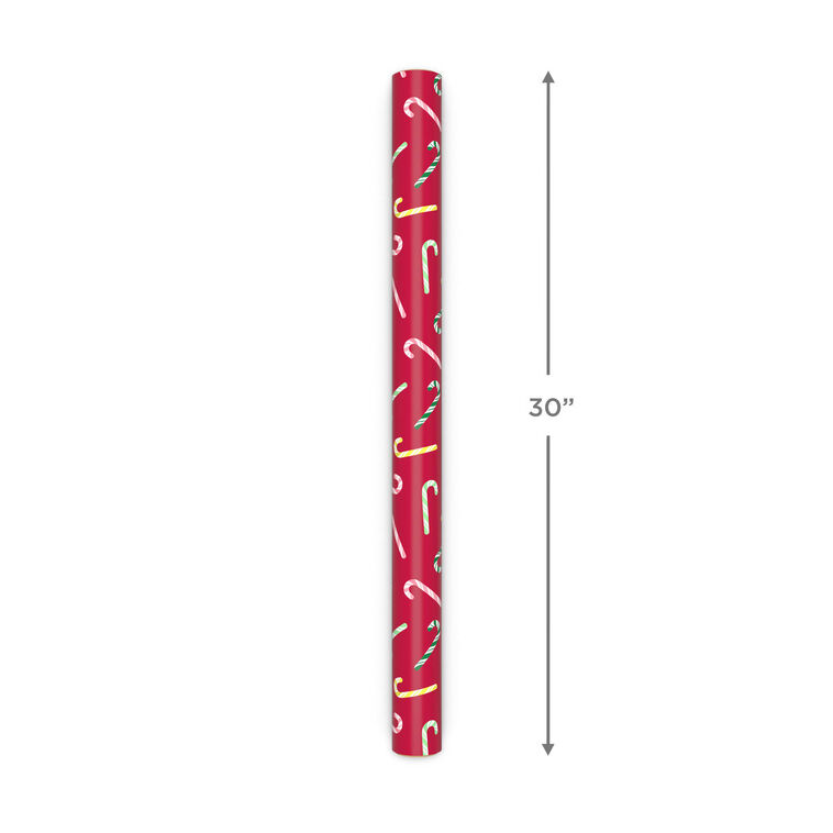Candy Canes/Dots Christmas Reversible Gift Wrap Measurement image number 4