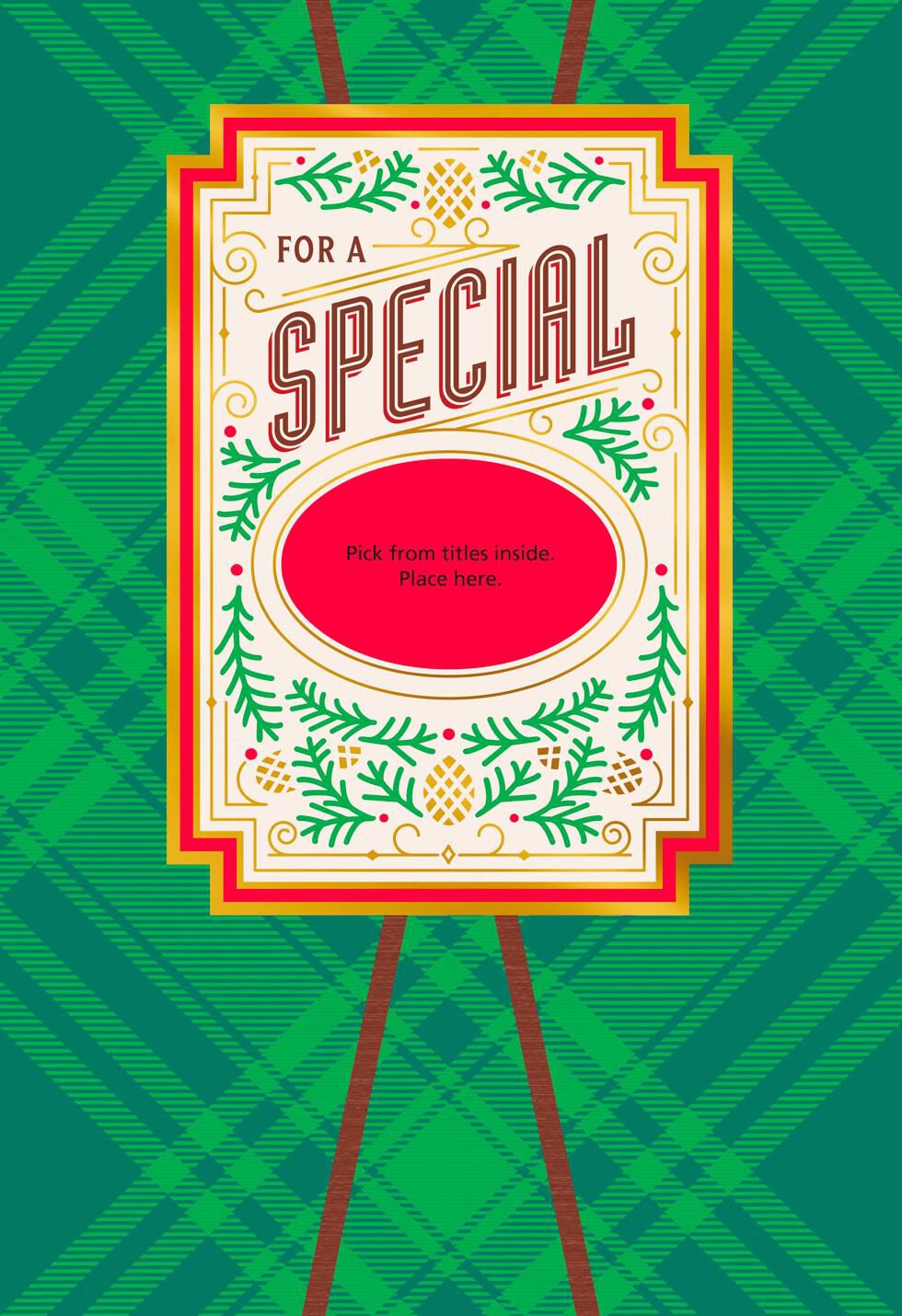 Green Plaid Christmas Card with Customizable Grandpa Stickers