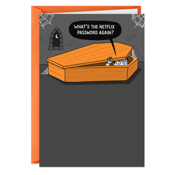 Vampire in Coffin Funny Halloween Card, , large image number 1