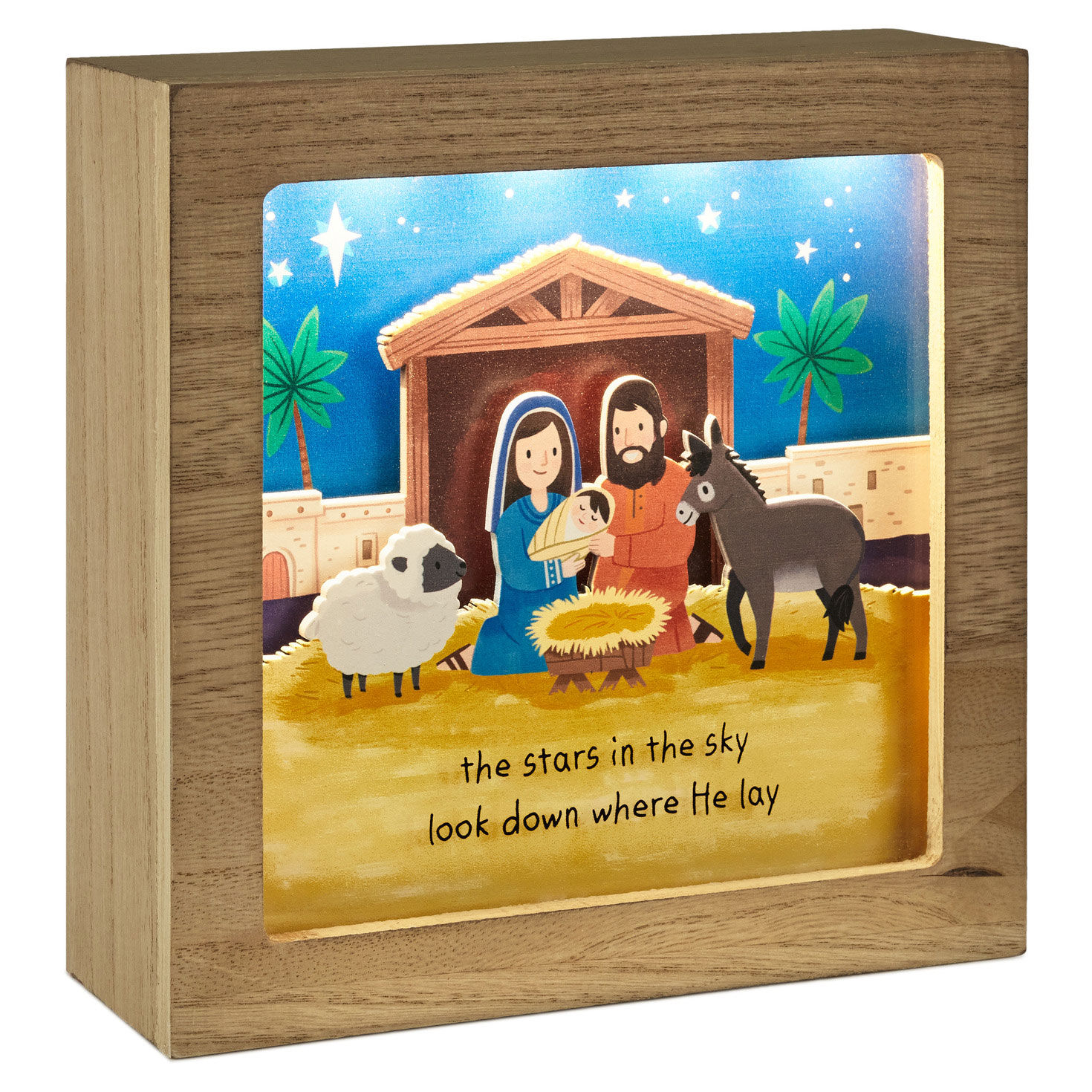 Manger Scene Musical Shadow Box With Light, 7x7, , large image number 2