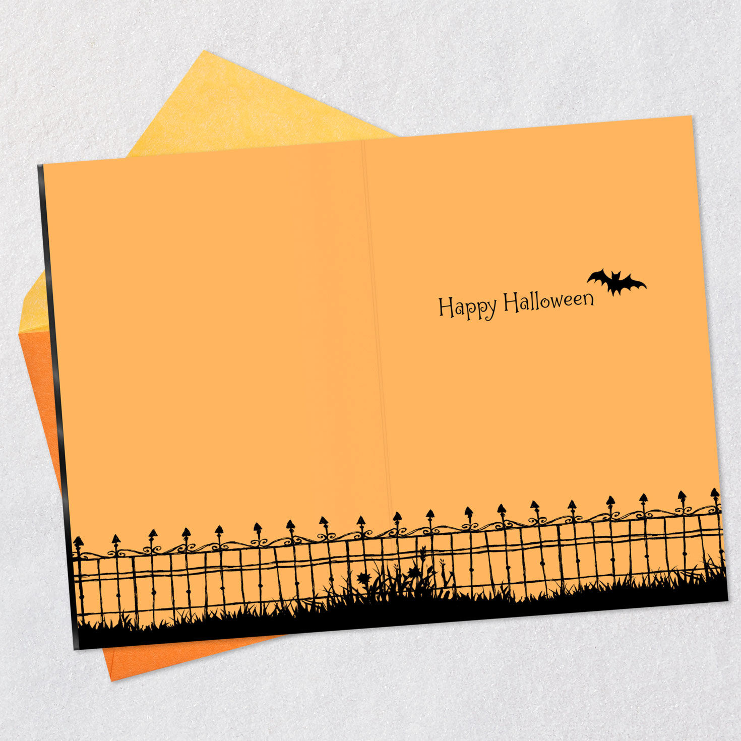 Pumpkin on Wrought Iron Fence Halloween Card, , large image number 3