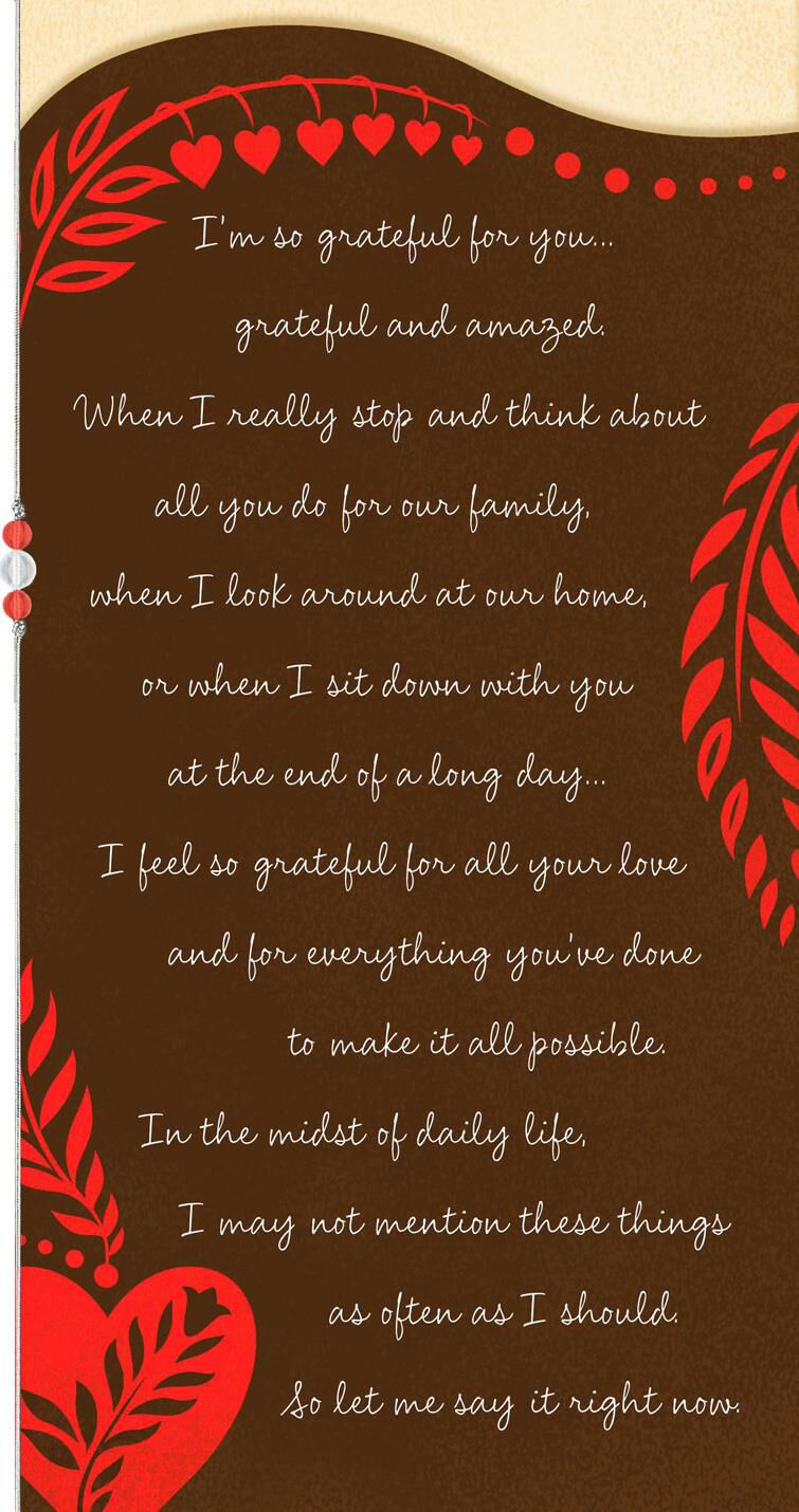 Grateful for You Valentine's Day Card for Husband
