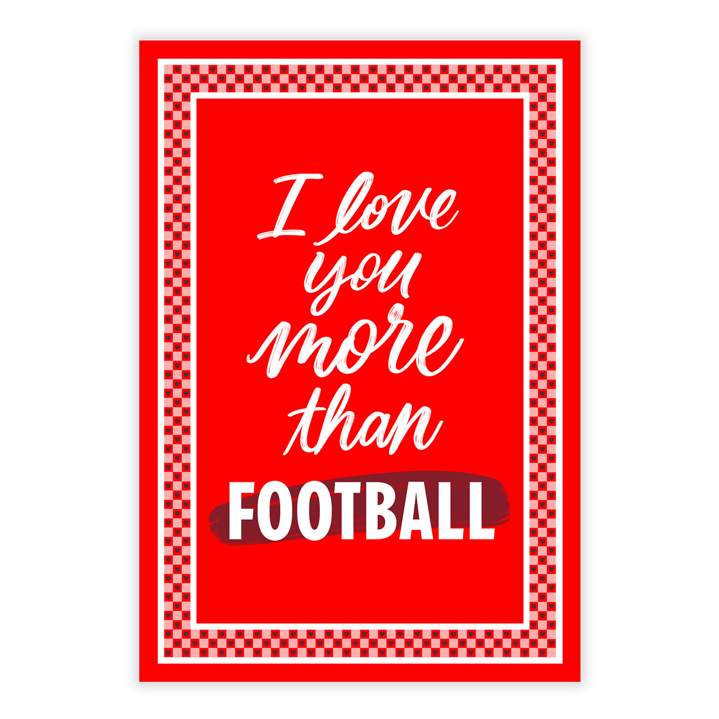 Red Checked Border Personalized Valentine's Card front image number 2