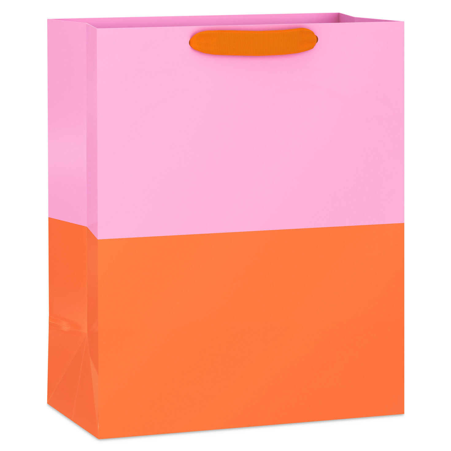 13" Pink and Orange Color Block Large Gift Bag