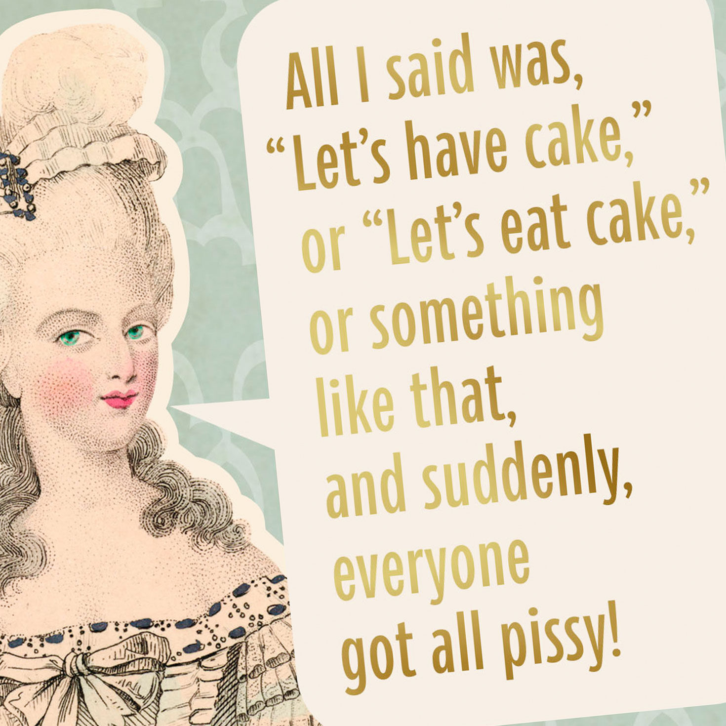 Marie Antoinette Eat Cake Funny Birthday Card Card Front Detail image number 4