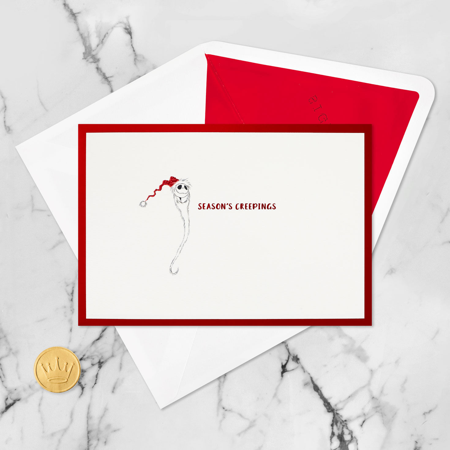 Jack Skellington Pop-Up Christmas Card Card Front with Envelope and Gold Seal image number 7