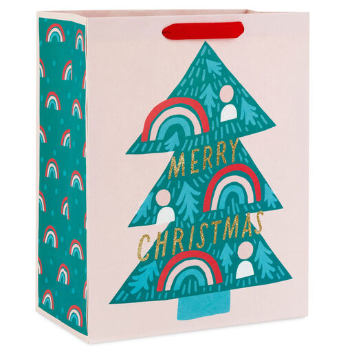 13" Christmas Tree With Rainbows Large Gift Bag, 