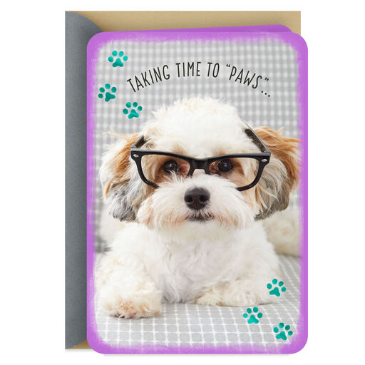 Dog Wearing Glasses Thinking of You Card, 