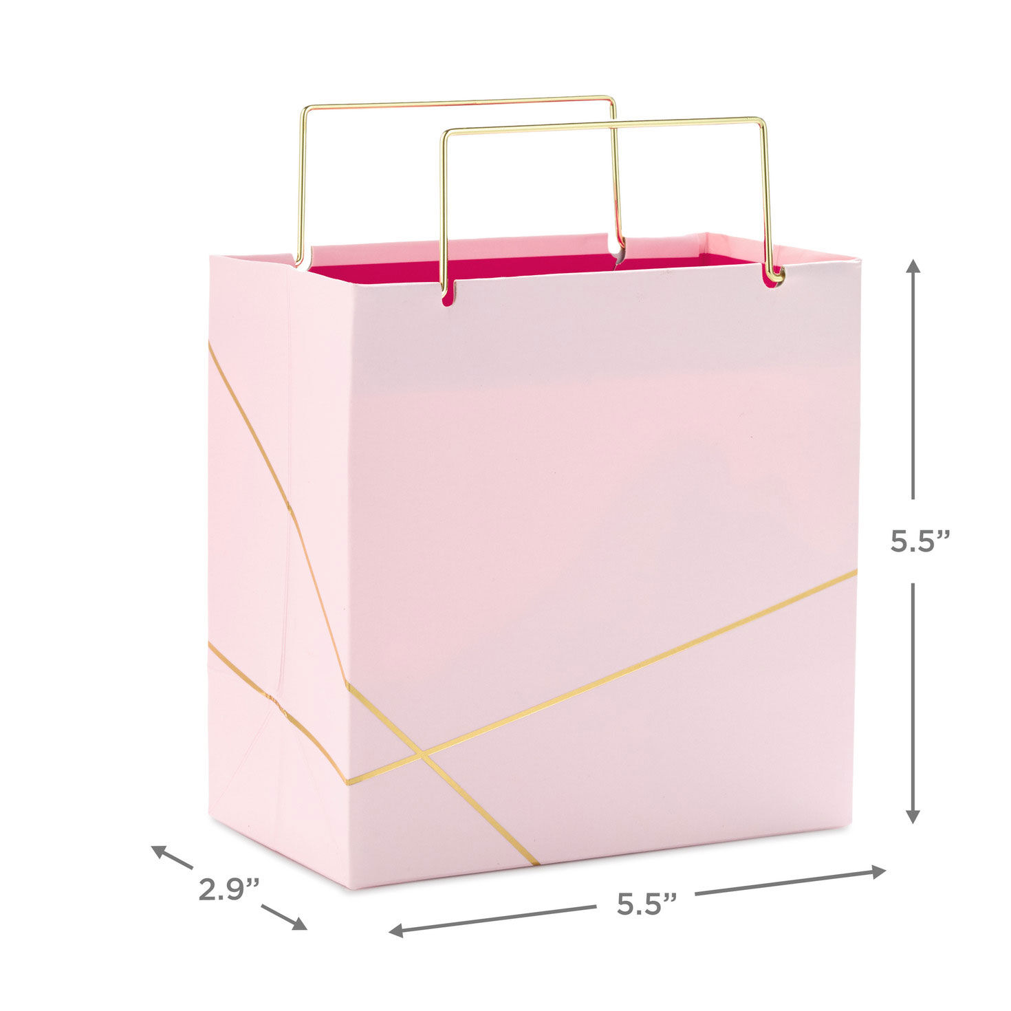 Light Pink With Gold Small Square Gift Bag, 5.5", , large image number 3