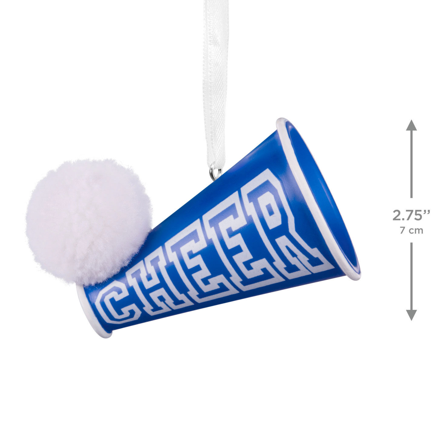 Blue Cheerleading Megaphone Christmas Ornament measurement image number 3