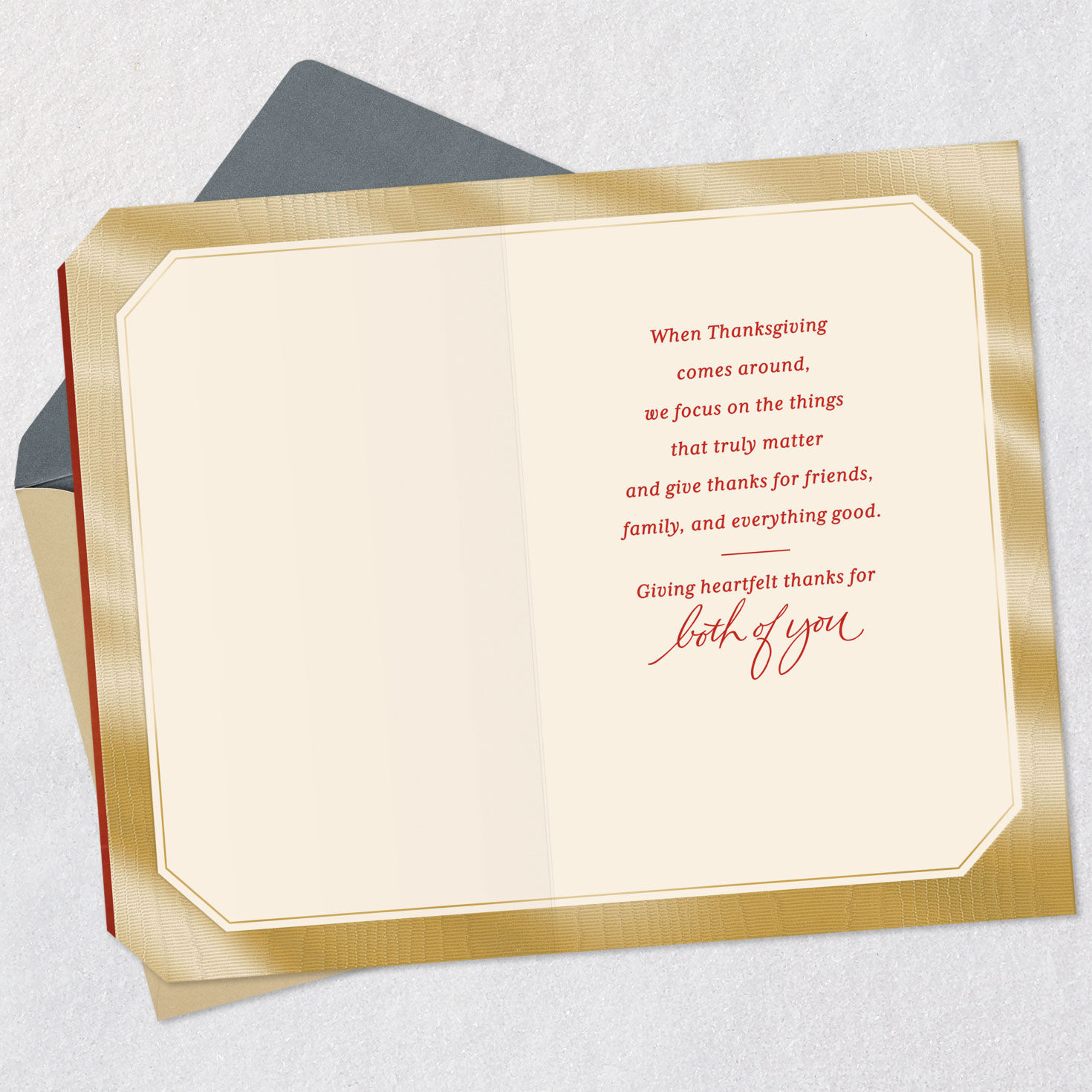 Brown Classic Turkey Thanksgiving Card for Couple Open card with envelope image number 3