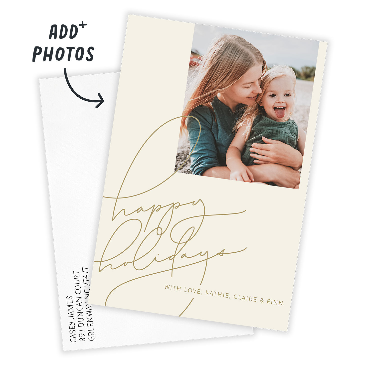 Gold Hand Lettering Flat Holiday Photo Card, , large image number 2