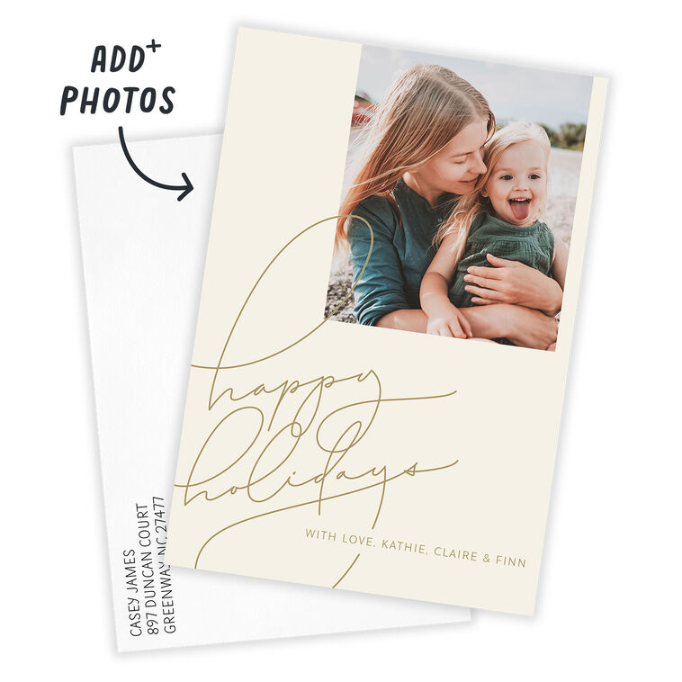 Hallmark Lettering Gold Hand Lettering Flat Holiday Photo Card - Photo Cards | Hallmark