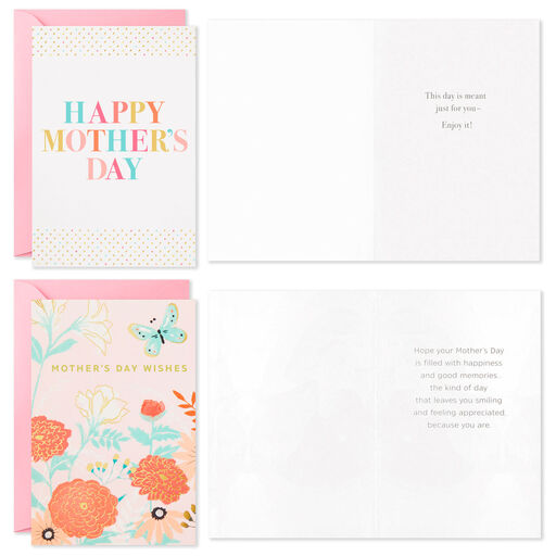 Illustrated Floral Assorted Mother's Day Cards, Pack of 36, 