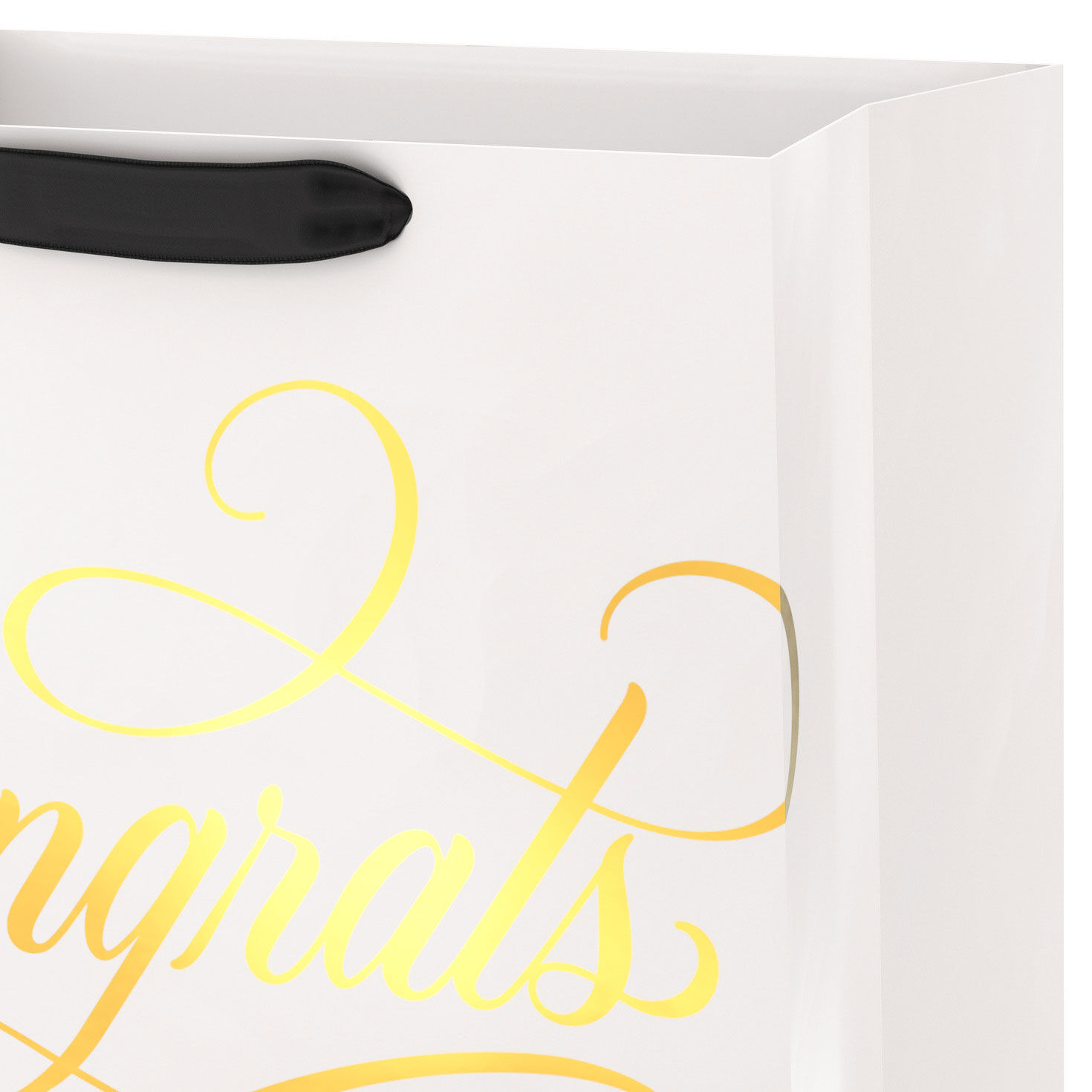 Gold Congrats Script on Cream Large Gift Bag Handle Detail image number 4