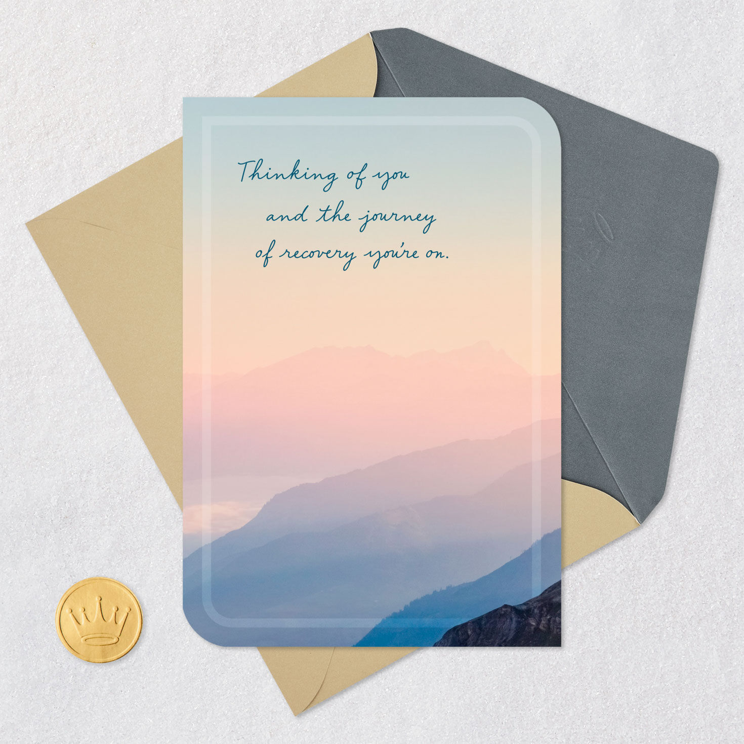 Sunset Scene Recovery Encouragement Card Card Front with Envelope and Gold Seal image number 5