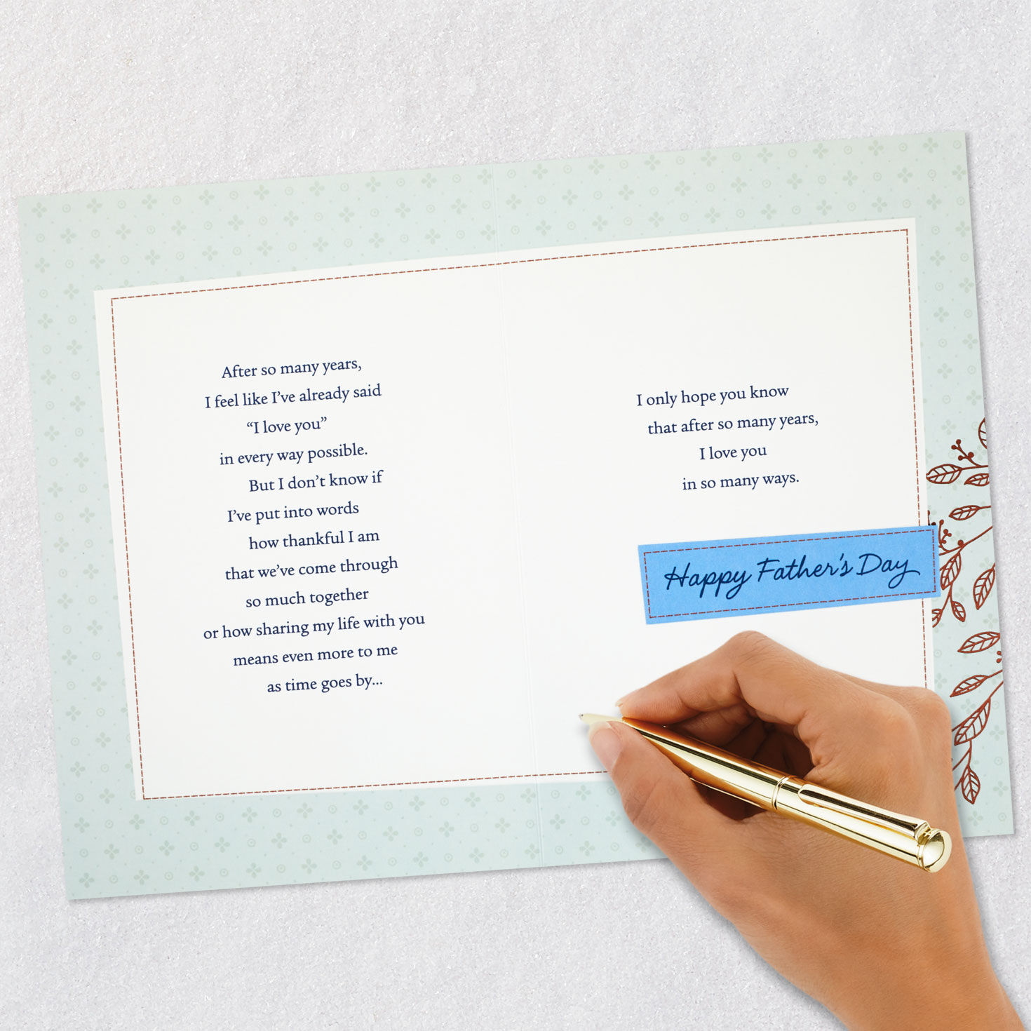 Blue Stitched Accents Father's Day Card Signing card image number 7