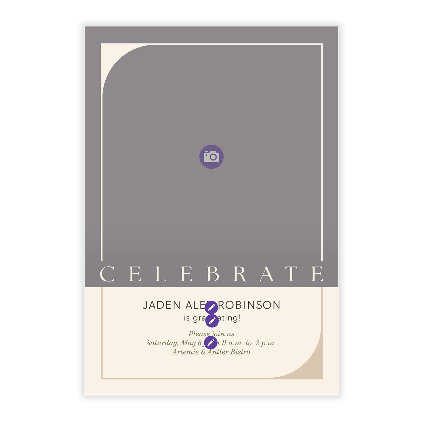 Ivory Linen Frame Graduation Invitation, , large image number 5