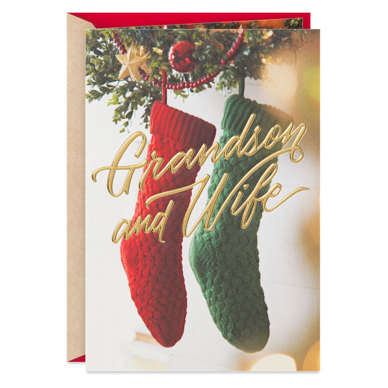 So Grateful for You Christmas Card for Grandson and Wife