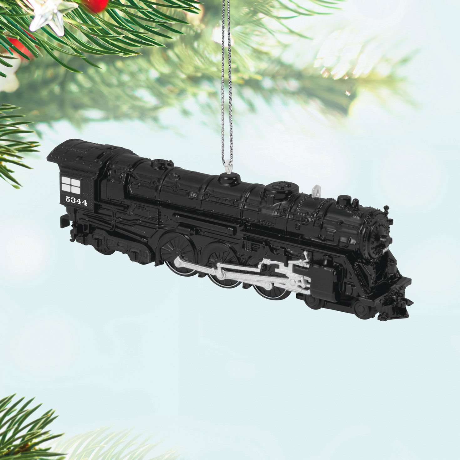 Lionel Trains Black Locomotive Keepsake Ornament Hanging on tree image number 2