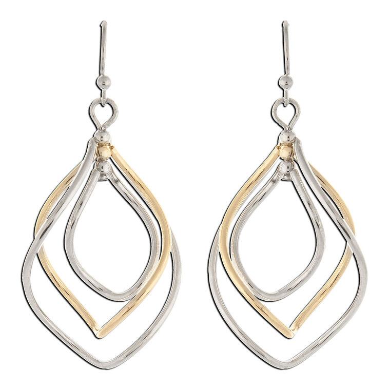 Rain Jewelry Triple Twist Silver and Gold Metal Earrings