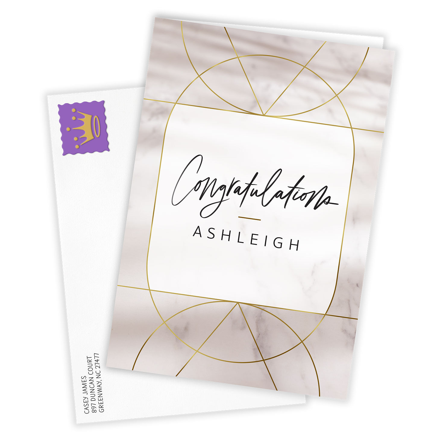 Personalized Gold Accents on Marble Design Card  image number 2