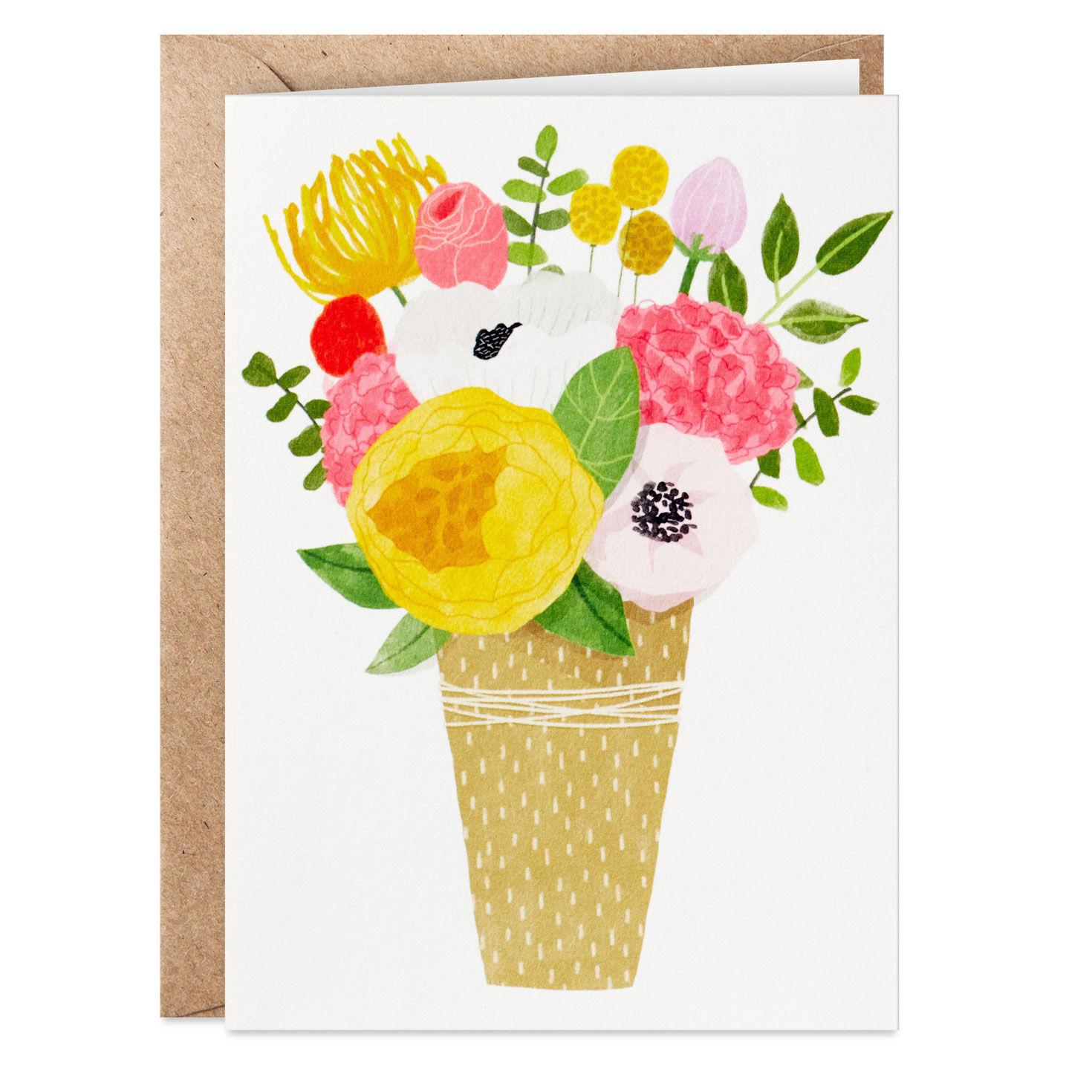 Floral Vase Boxed Blank Notes With Customizable Stickers, Pack of 10, , large image number 2