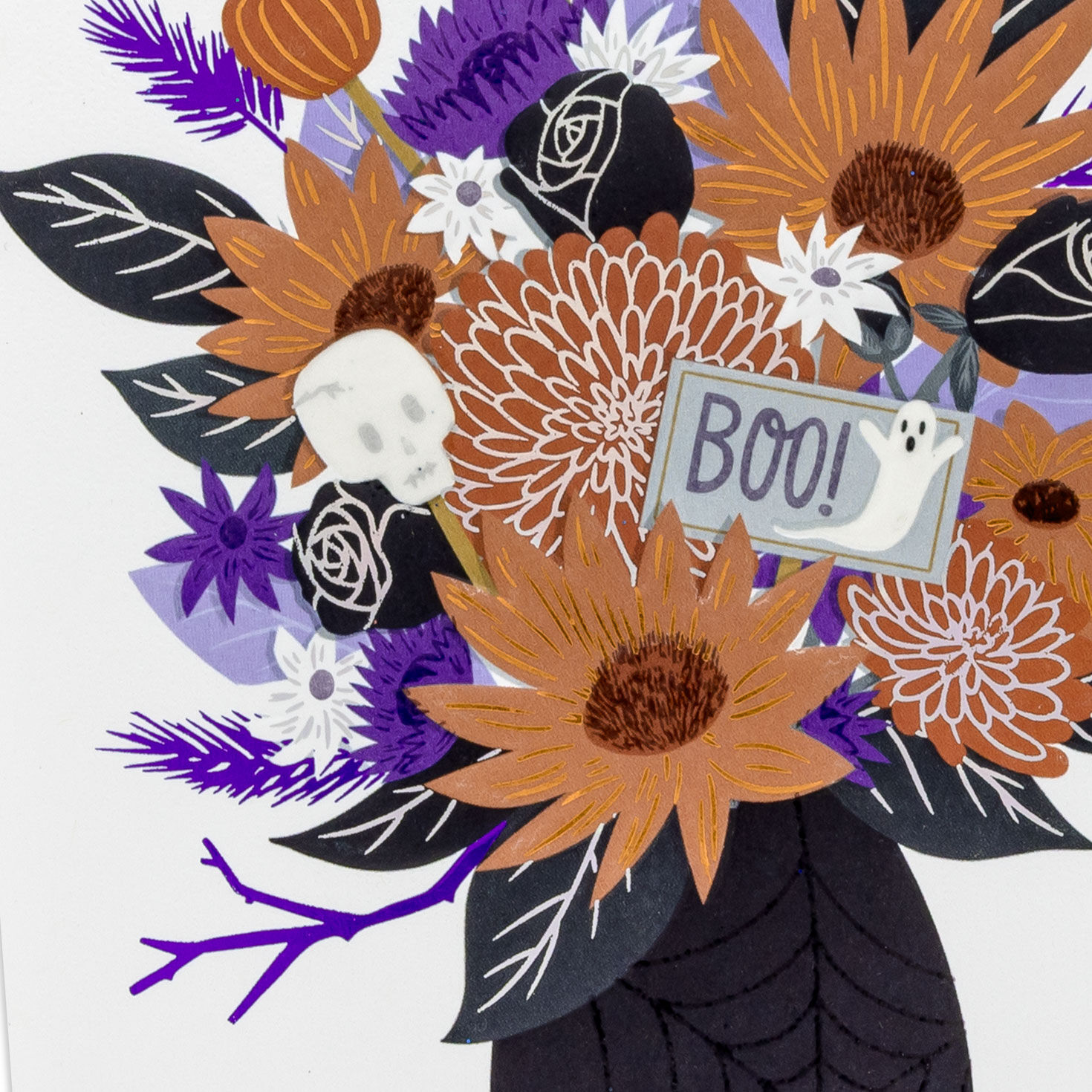 Fancy Purple and Orange Florals Halloween Card Card Cover Detail image number 4