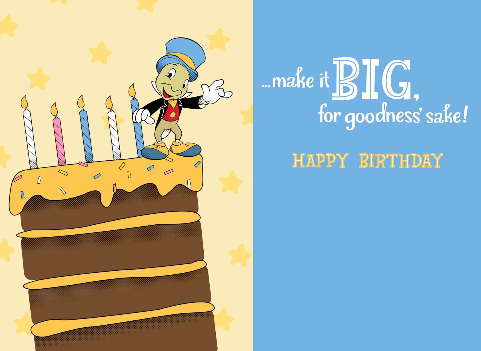 Disney Jiminy Cricket Wish Upon a Cake Birthday Card