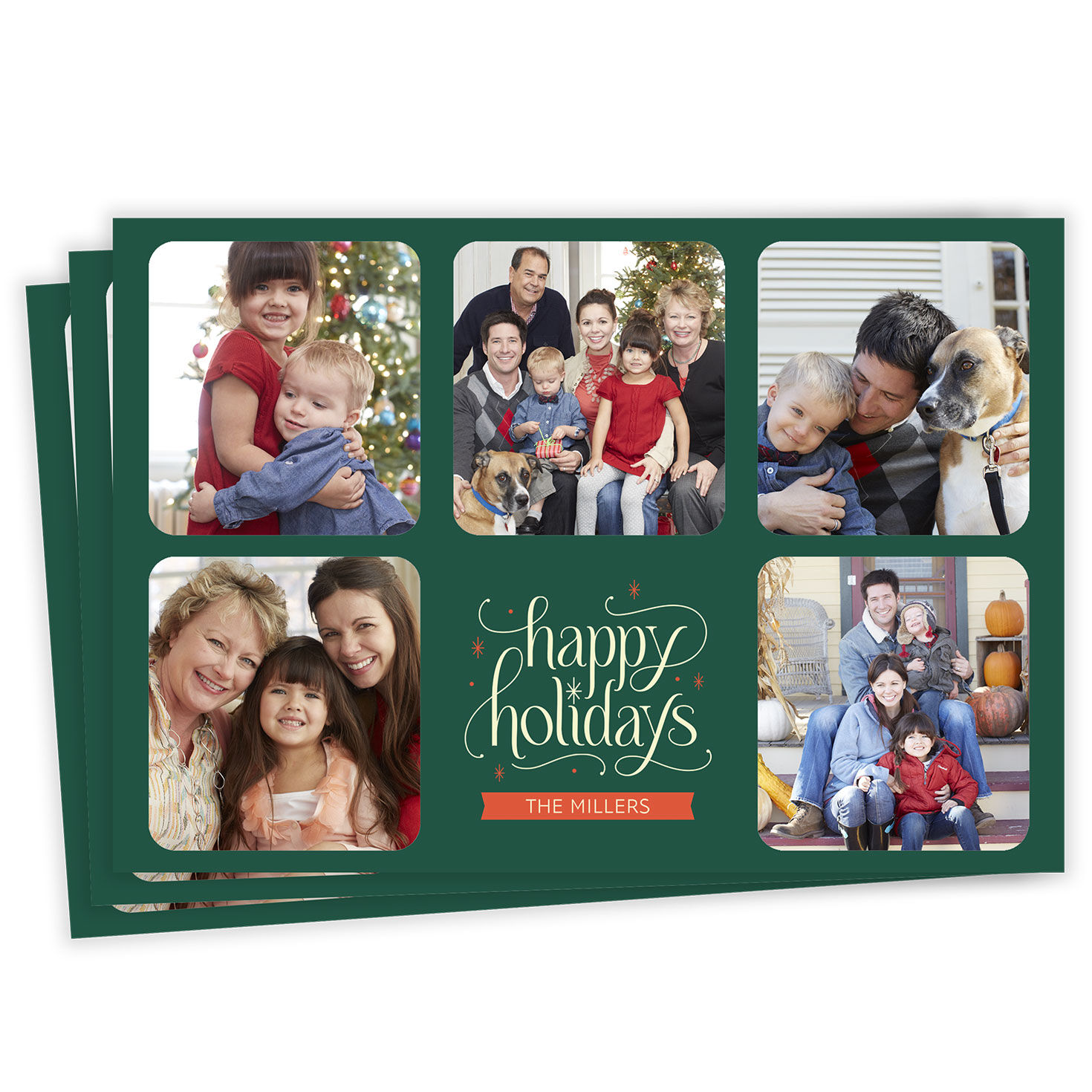 Green Photo Collage Flat Holiday Photo Card