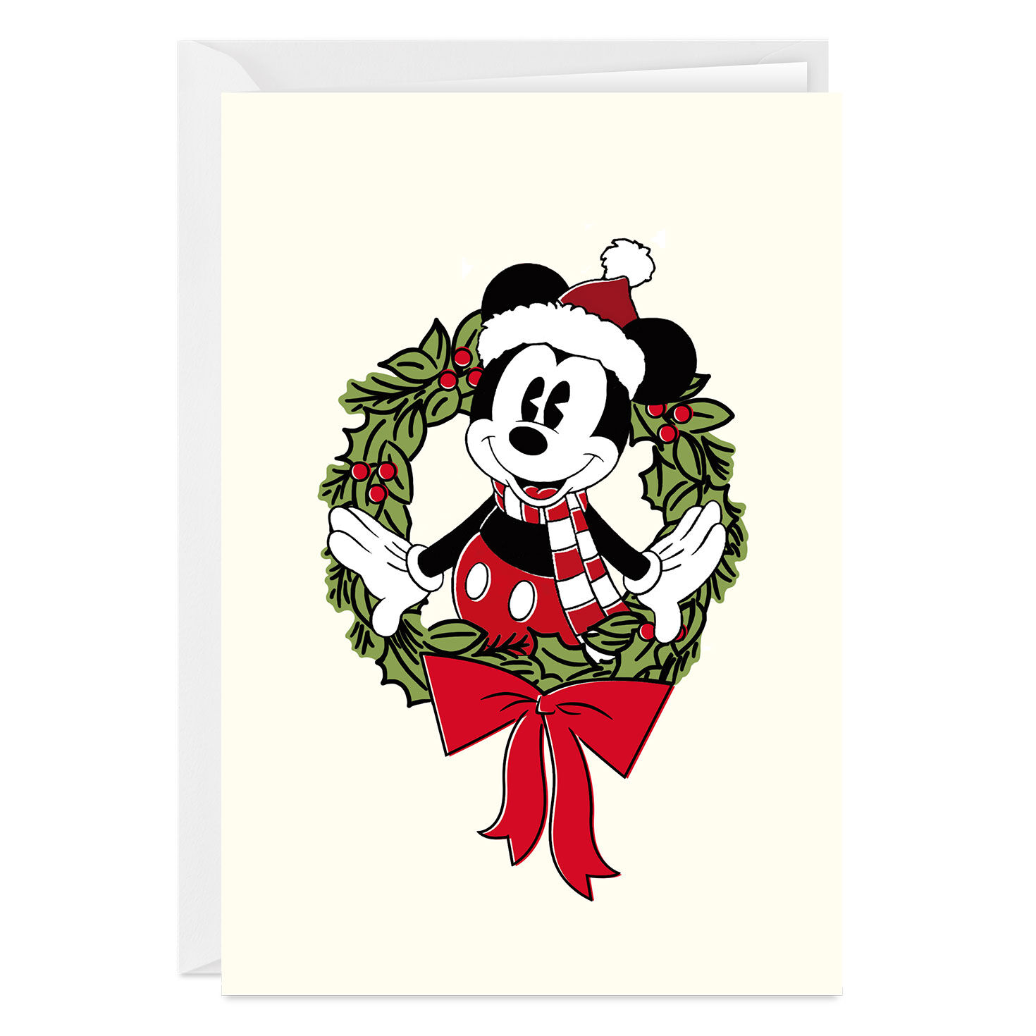 Disney Mickey Mouse in Wreath Custom Christmas Card