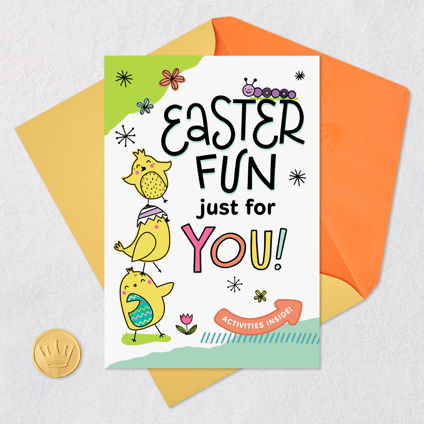 Bunny Fun Activities Easter Card for Kids Card Front with Envelope and Gold Seal image number 6