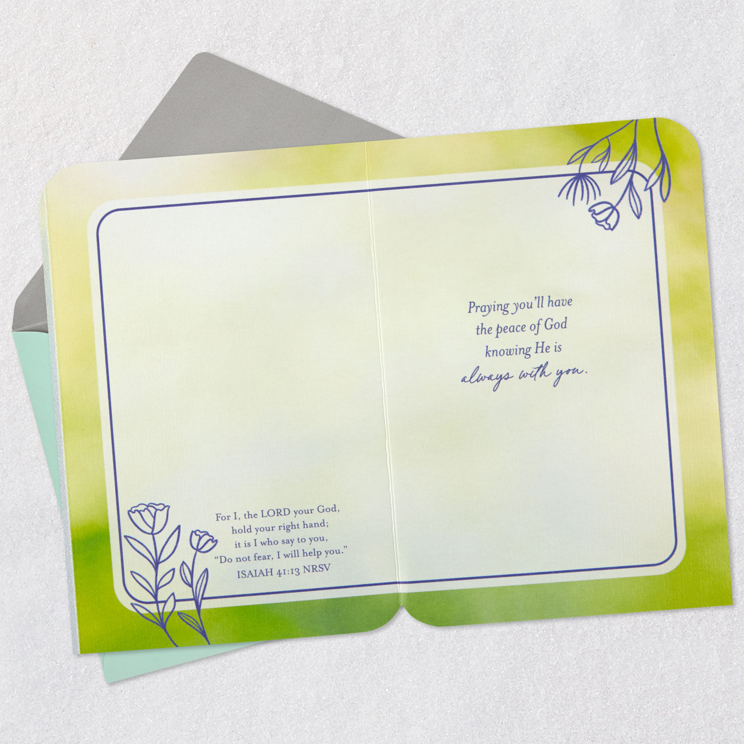 Butterfly and Flowers Religious Encouragement Card Open card with envelope image number 4