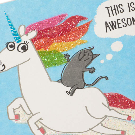 Cat Riding a Unicorn Funny Birthday Card, , large image number 4