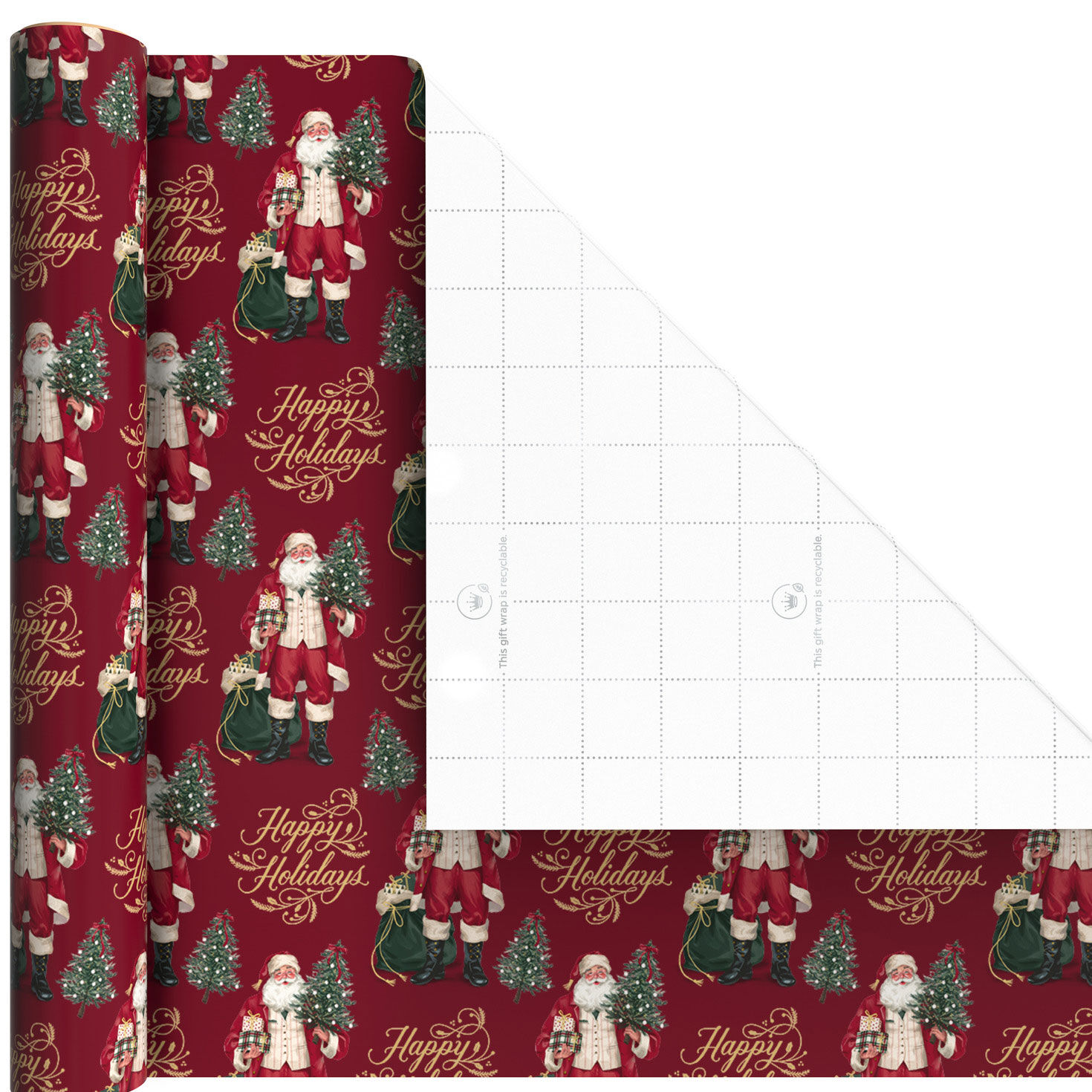Red and Green Plaid 3-Pack Mini Xmas Gift Wrap Rolls Wrap Square image number 4