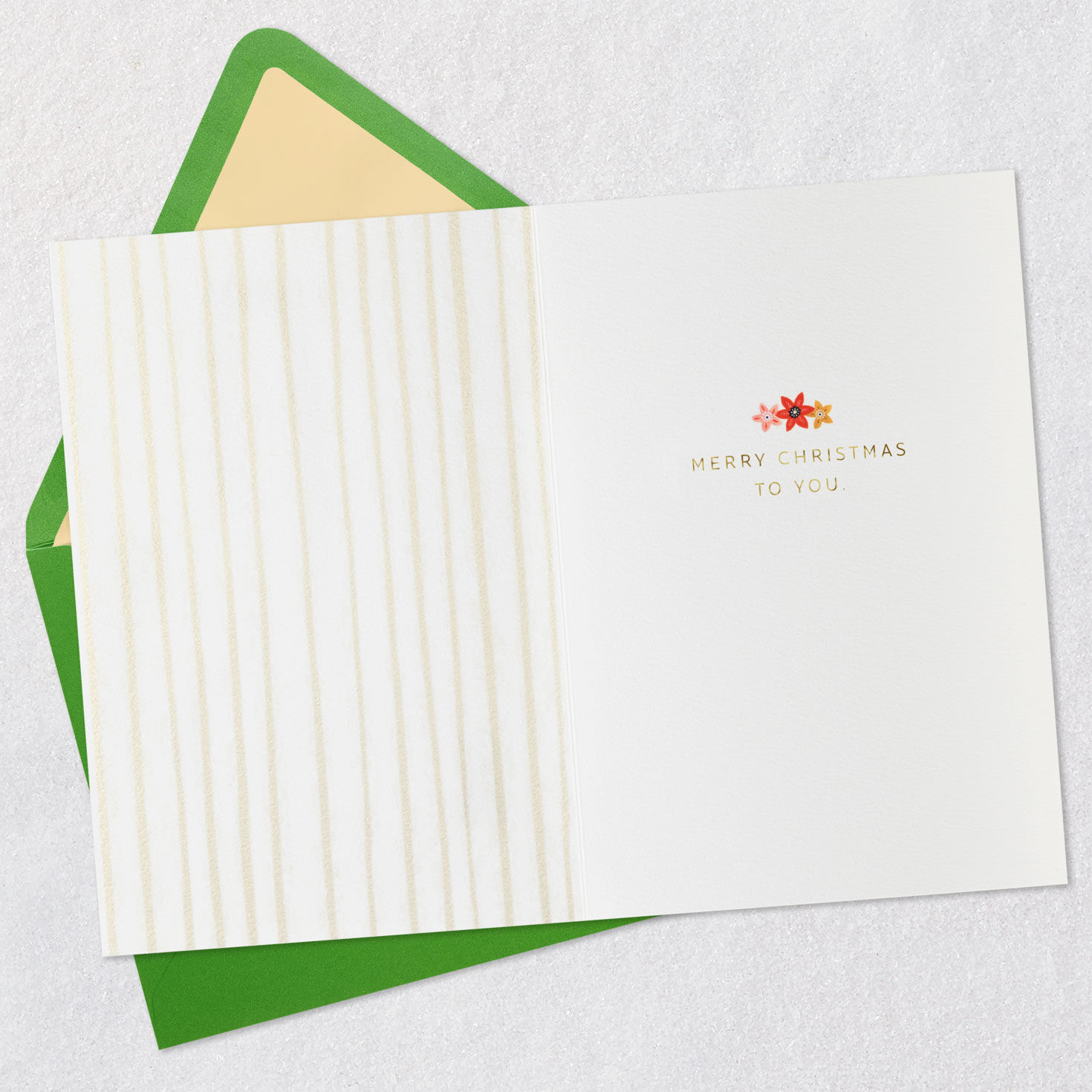 Holiday Stockings on Fireplace Mantel Christmas Card Open card with envelope image number 3