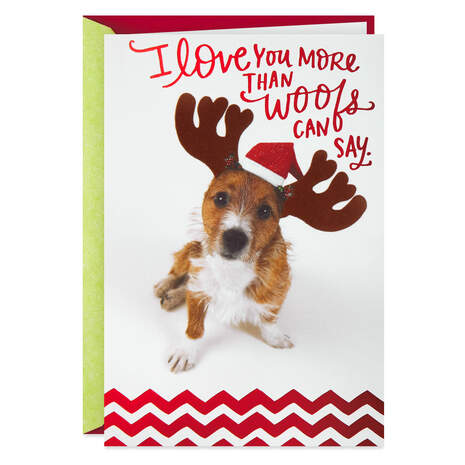 Dog With Antlers Christmas Love Card, , large