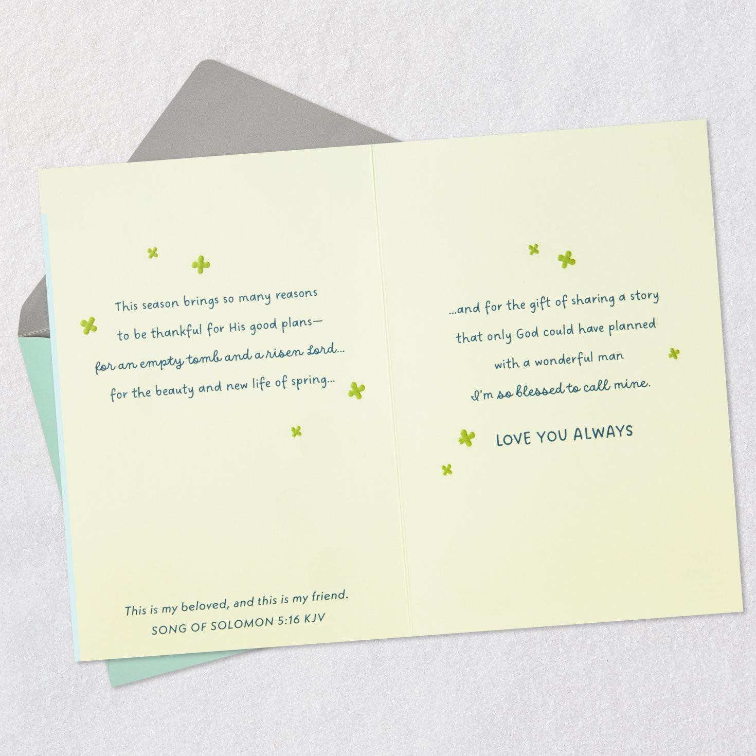 Trees on Blue Religious Easter Card for Husband Open card with envelope image number 5